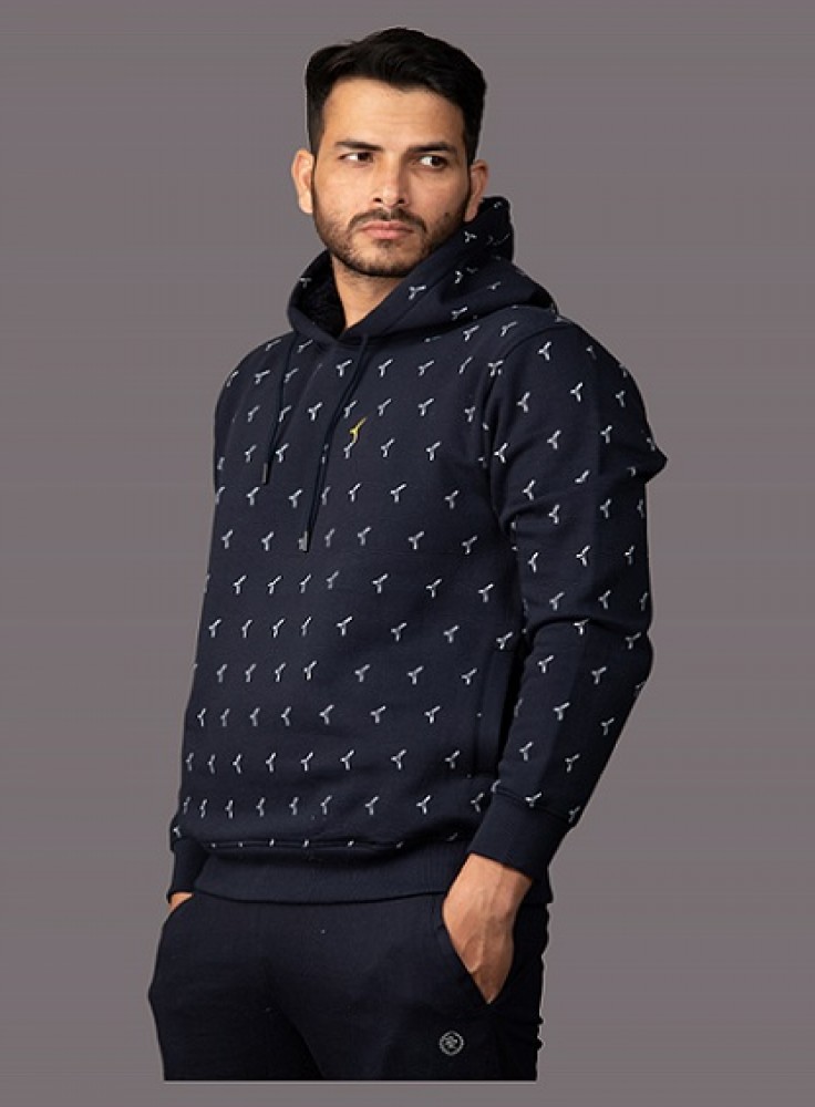 Printed Navy Blue Hoodie