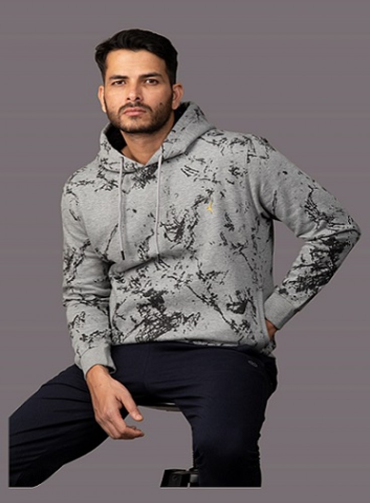 Printed Light Grey Hoodie