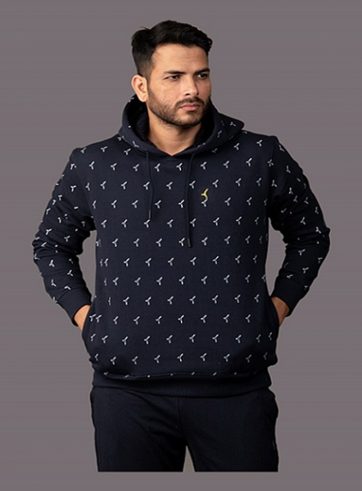 Printed Navy Blue Hoodie