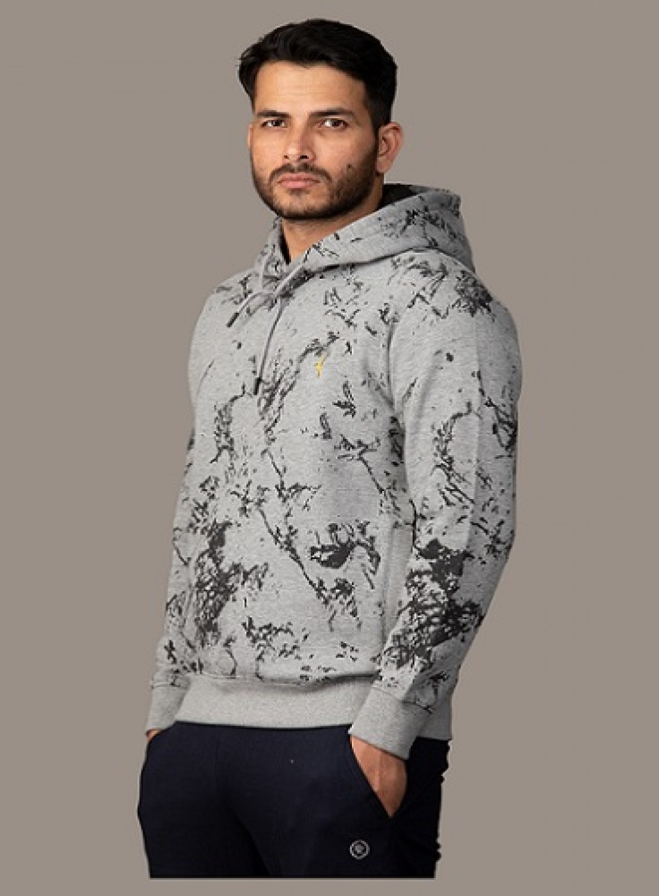 Printed Light Grey Hoodie