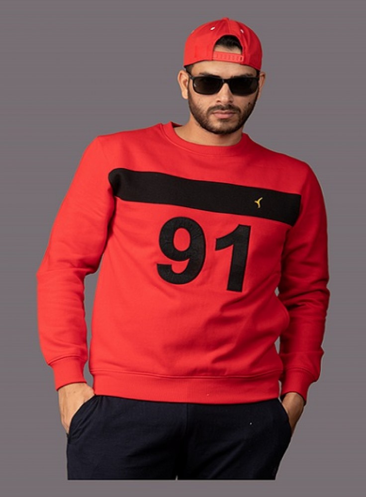 Crew Neck Fashion Red Sweat Shirt