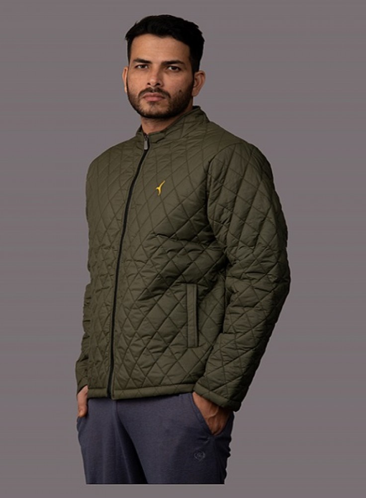 Full Sleeve Quilted Olive Green Winter Jacket