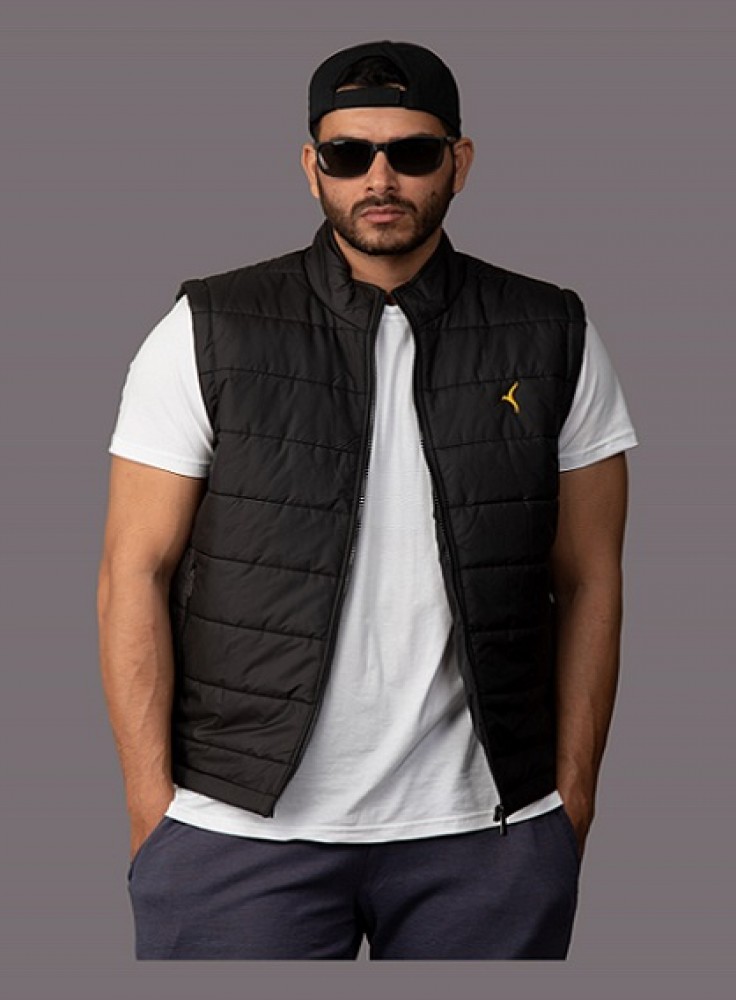 Sleeveless Quilted Black Winter Jacket