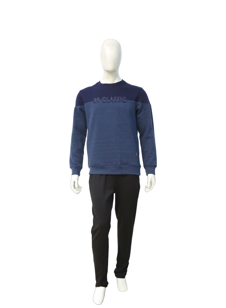 Crew Neck Fashion Indigo Blue Sweat Shirt