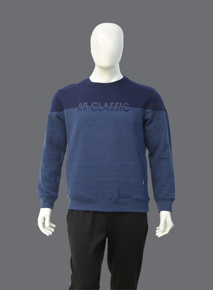 Crew Neck Fashion Indigo Blue Sweat Shirt