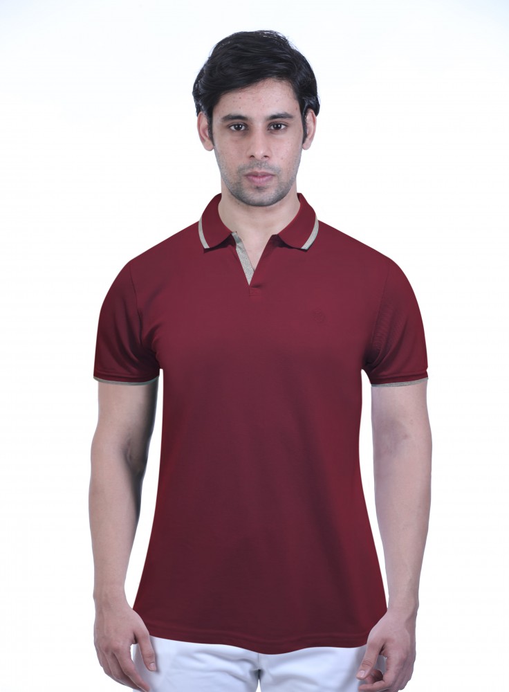 Buy Maroon Slim Fit Polo T-Shirt for Men Online at Best Prices in India ...