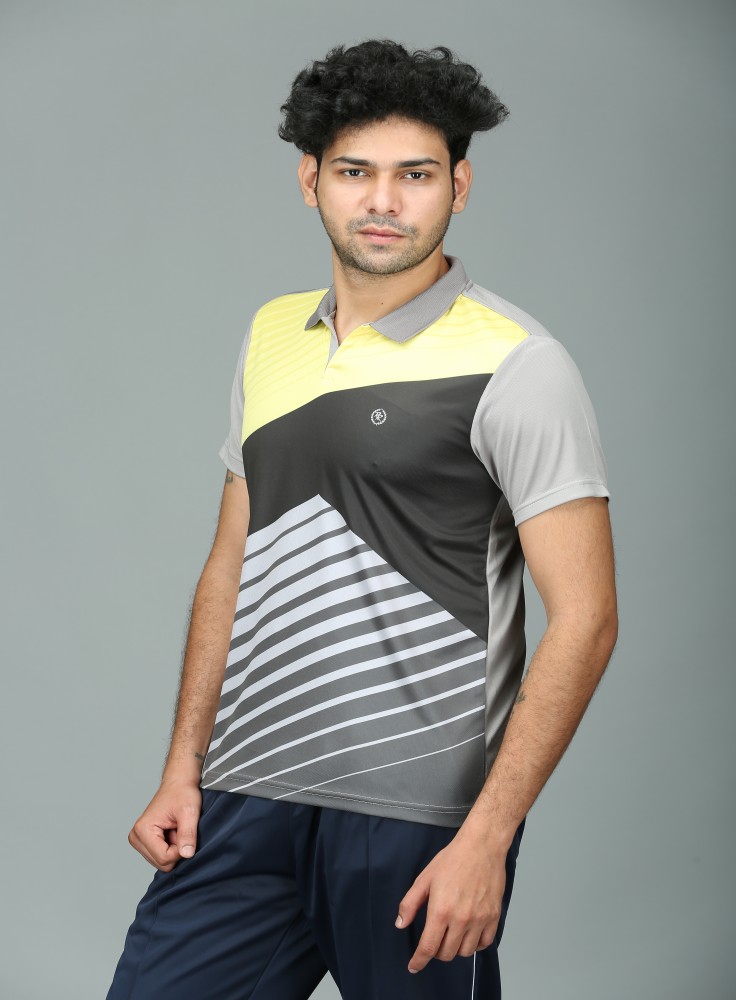 Buy Light Grey Sublimation T-Shirt with Black and Light Yellow Pattern ...