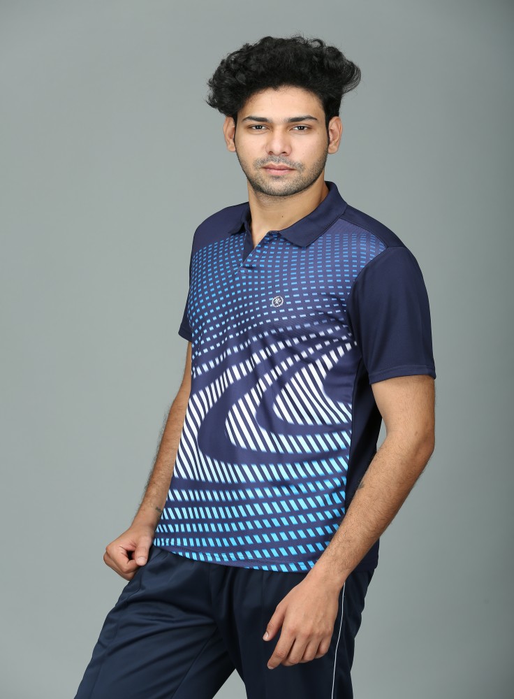 Black Sublimation T-Shirt with Navy Blue Pattern