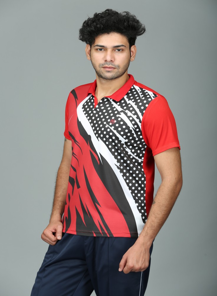 Buy Red Sublimation T-Shirt with Black and White Pattern for Men Online ...