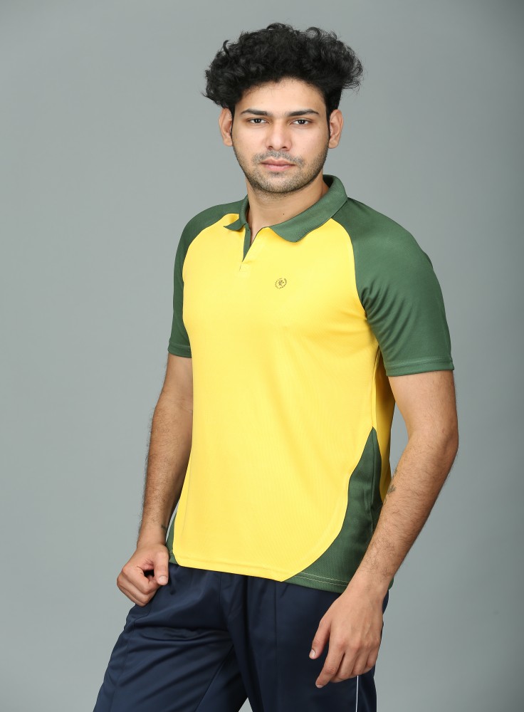 Golden Yellow and Bottle Green Dry Fit T-Shirt