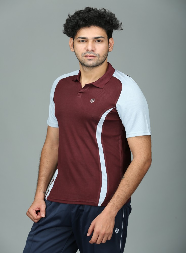 Maroon and Silver Grey Dry Fit T-Shirt