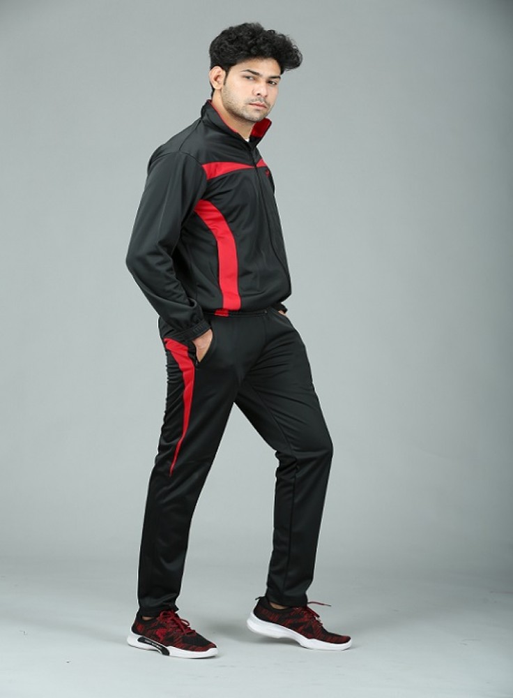 Black Track Suit with Red Stripe