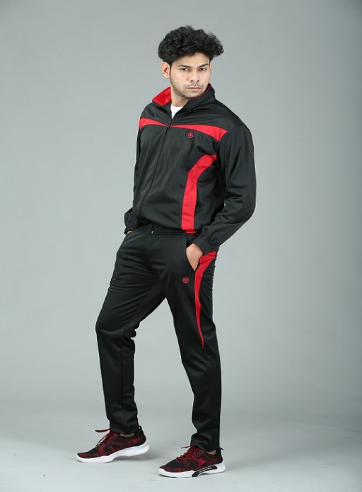 Black Track Suit with Red Stripe