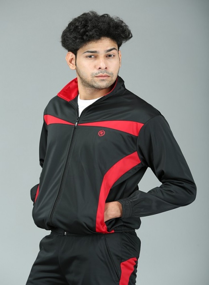 Black Track Suit with Red Stripe