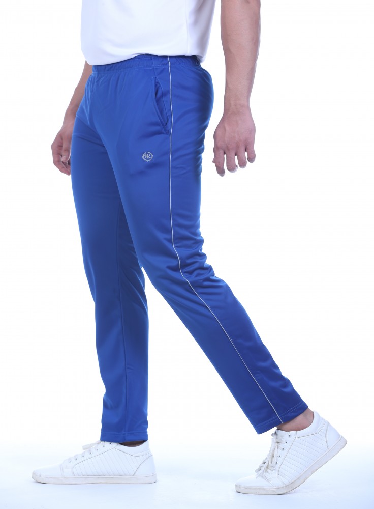 Royal Blue Narrow Fit Track Pant with Beige Stripe