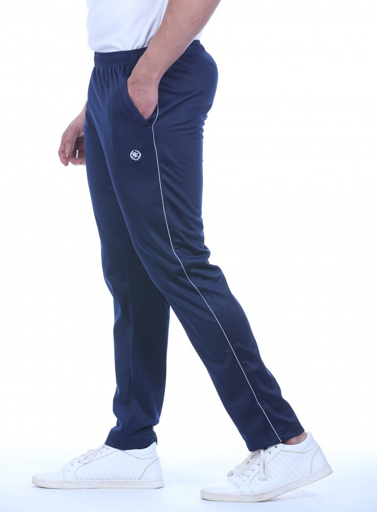 Navy Blue Narrow Fit Track Pant with White Stripe