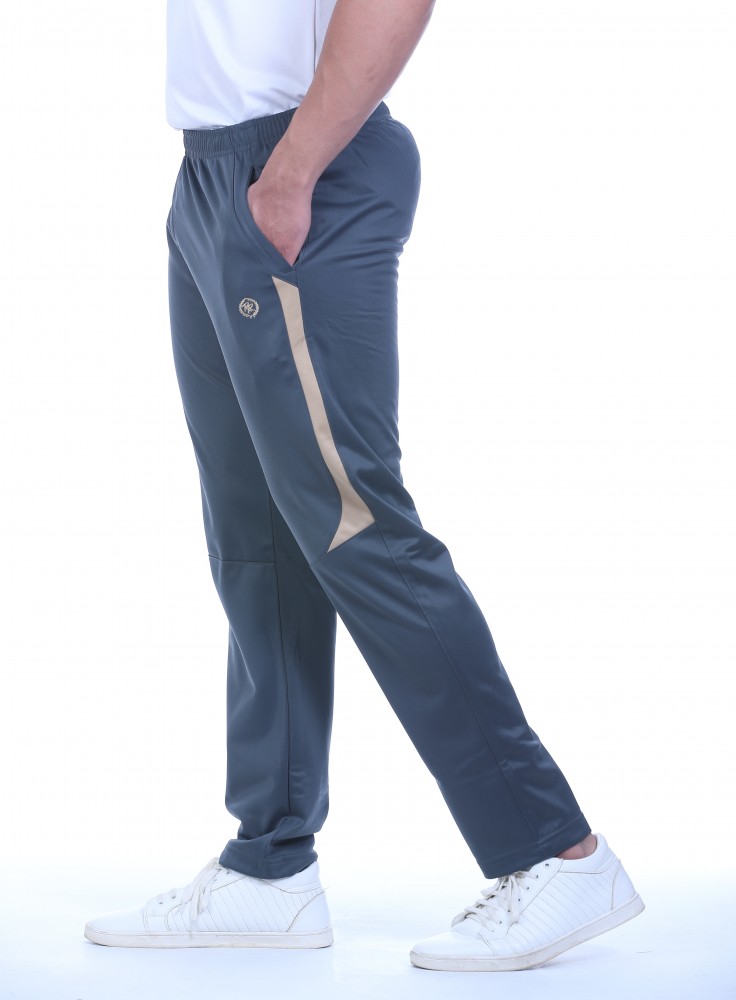 Dark Grey Narrow Fit Track Pant with Beige Strip