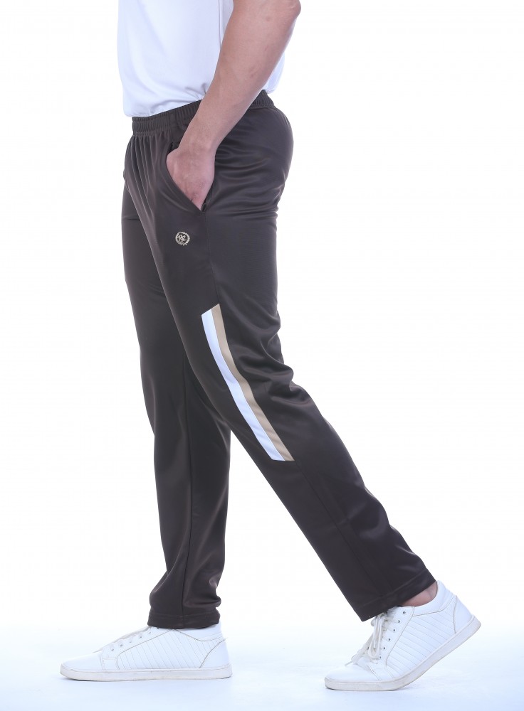 Snuff Narrow Fit Track Pant with Beige and White Stripe