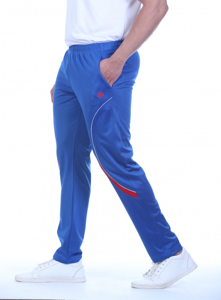 Royal Blue Narrow Fit Track Pant with Red and White Stripe