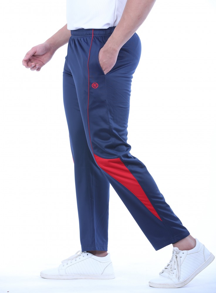Navy Blue Narrow Fit Track Pant with Red Strip