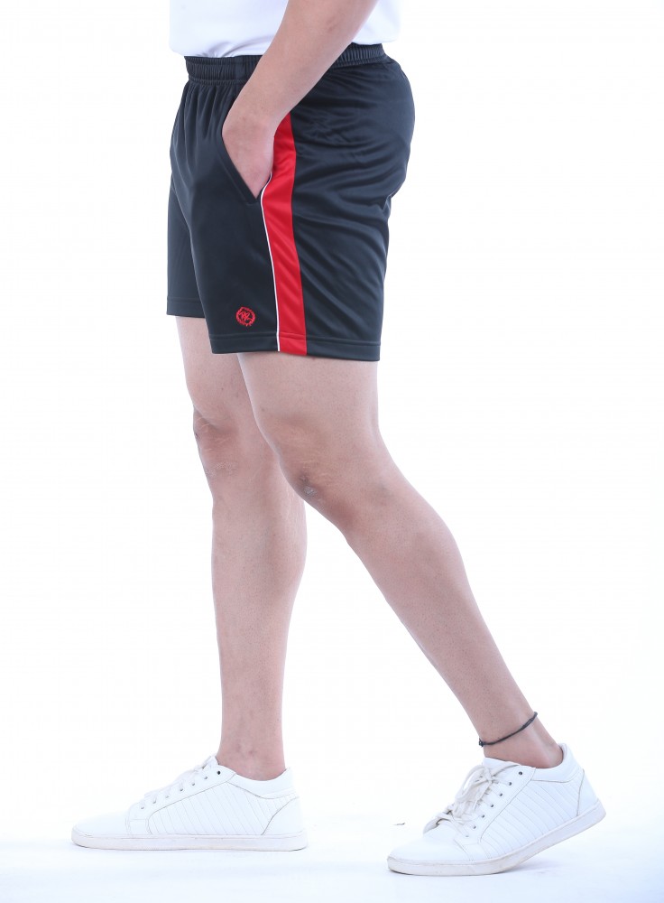 Black Athletic Short with Red Strip