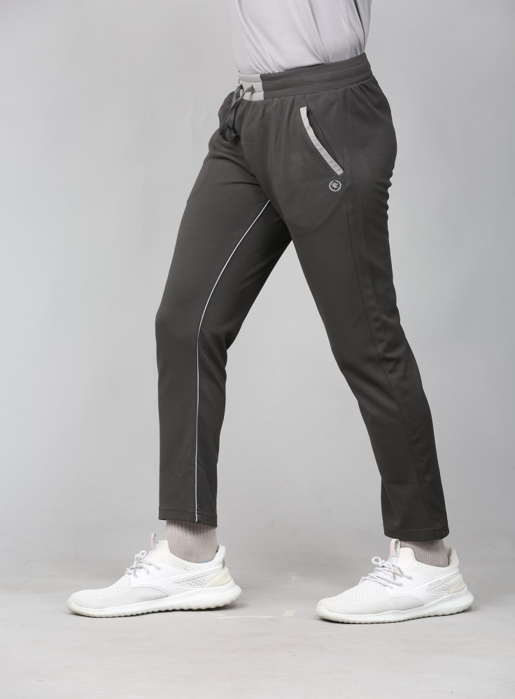 Medium Grey Ankle Length Track Pant with Light Grey Stripe