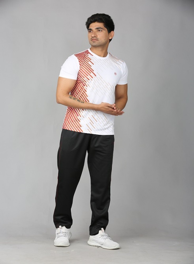 Black Jogging Wear with Snuff Stripped White T-Shirt