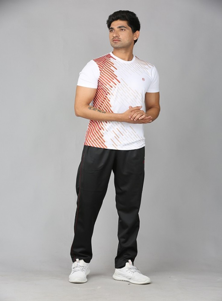 Black Jogging Wear with Snuff Stripped White T-Shirt