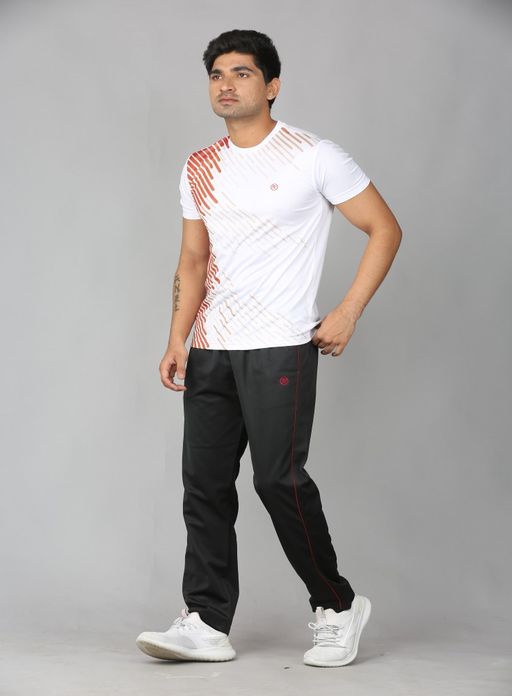 Black Jogging Wear with Snuff Stripped White T-Shirt