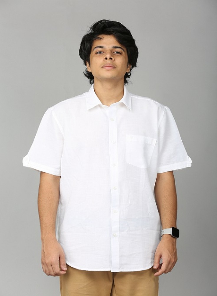 Linen Half Sleeve White Shirt