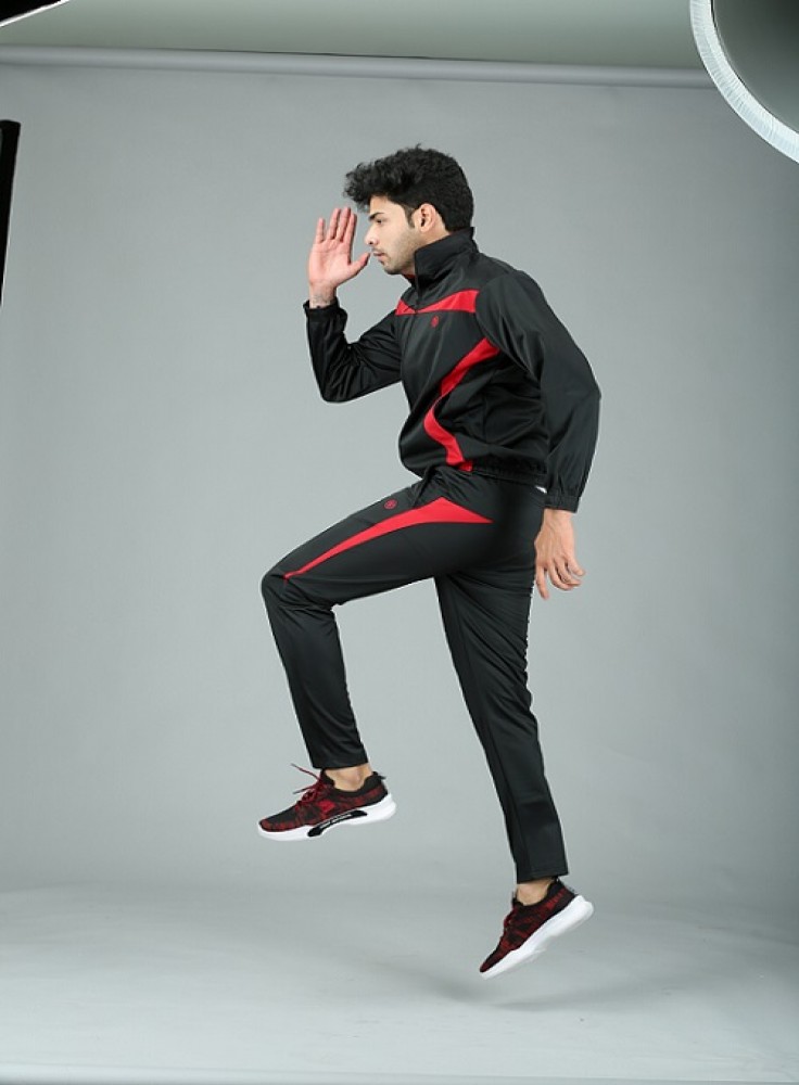 Black Track Suit with Red Stripe