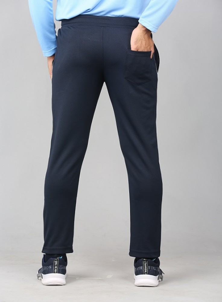 Navy Blue Ankle Length Track Pant with White Stripe
