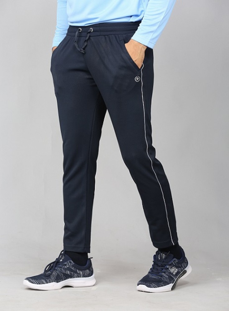 Navy Blue Ankle Length Track Pant with White Stripe