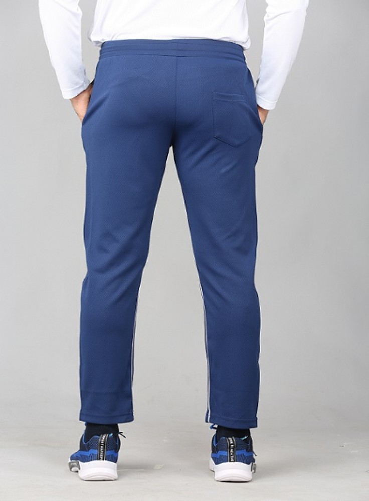 Royal Blue Ankle Length Track Pant with Light Grey Stripe
