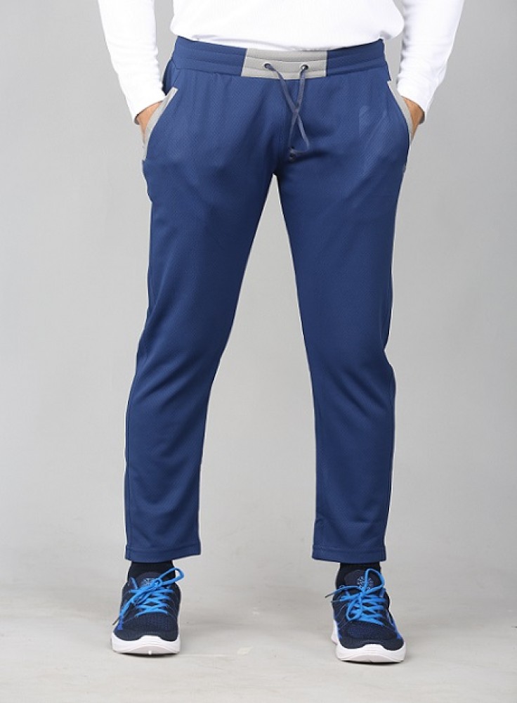 Royal Blue Ankle Length Track Pant with Light Grey Stripe