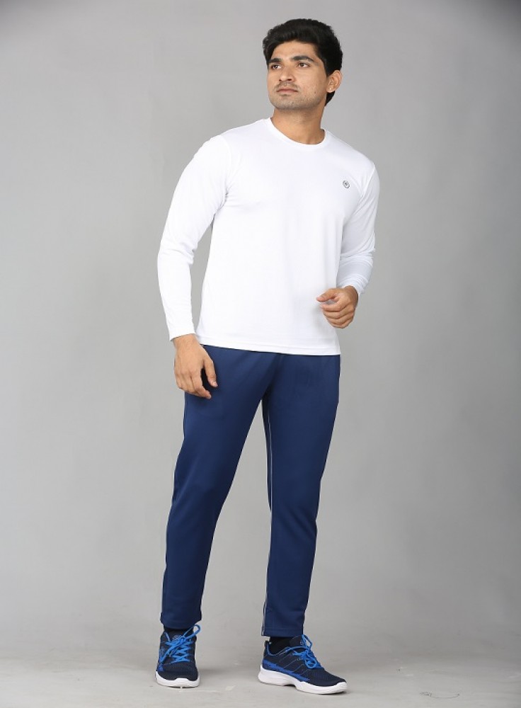 Royal Blue Ankle Length Track Pant with Light Grey Stripe