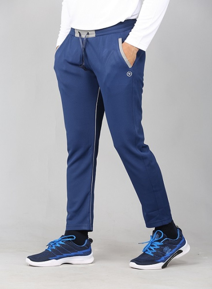 Royal Blue Ankle Length Track Pant with Light Grey Stripe